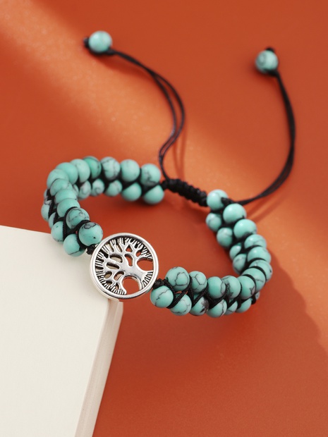 European and American fashion hand-woven bracelets Bohemian natural turquoise beaded bracelet's discount tags