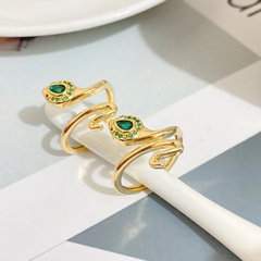 nuevo anillo abierto de diamante en forma de serpiente de oro de 18 quilates chapado en cobre a la moda