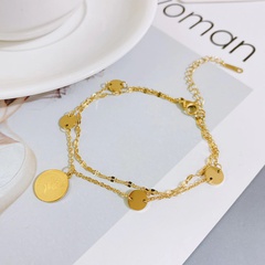 fashion new titanium steel plated 18k gold simple female double-layer bracelet