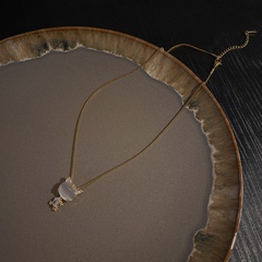 fashion tiger pendant necklace cute inlaid diamond titanium steel necklace
