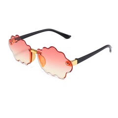 cute geometric waved framless transparent gradient color children's sunglasses wholesale