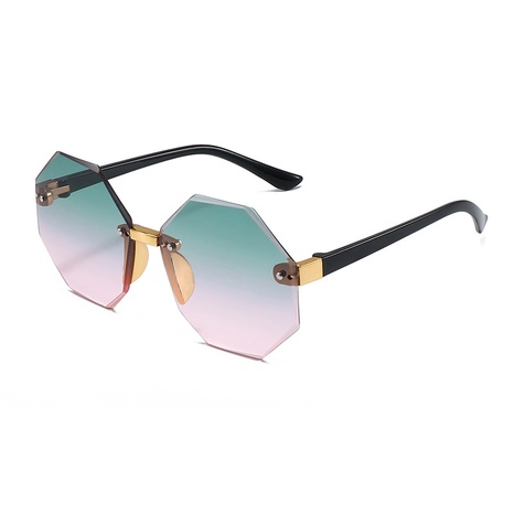 simple geometric hexagon transparent gradient color frameless children's sunglasses wholesale's discount tags