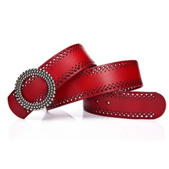 women's hollow punk leather fashion casual leather pants belt