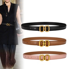 New fashion alloy eight-character buckle cowhide women's simple retro leather belt