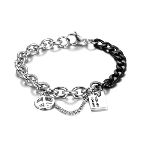 two-color stitching titanium steel couple bracelet fashion jewelry's discount tags