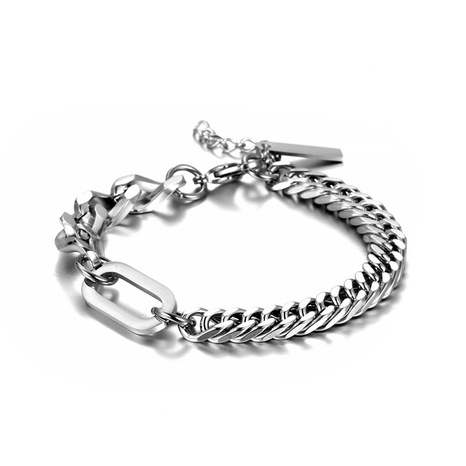Cuban chain hip-hop titanium steel couple models thick bracelet accessories's discount tags