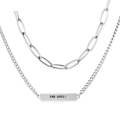 simple hollow chain titanium steel double-layer trendy clavicle chain wholesale