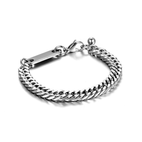 titanium steel fashion simple men's and women's Cuban chain accessories NHYIX673784's discount tags