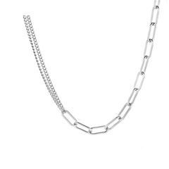 simple hollow chain double-chain splicing titanium steel necklace