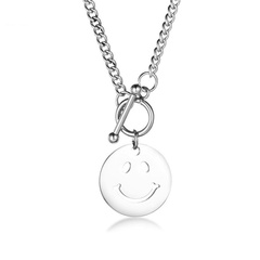 fashion smiley face titanium steel pendant simple necklace wholesale