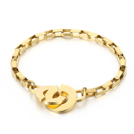stainless steel jewelry geometric splicing chain ladies bracelet jewelry wholesale NHKAU673820's discount tags