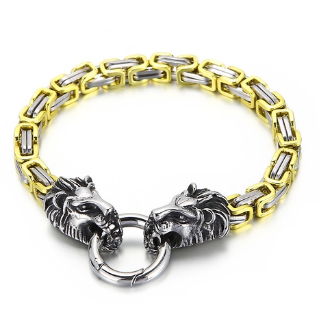 rock domineering lion head chain stainless steel couple bracelet NHKAL673862's discount tags