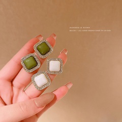 fashion green square earrings simple solid color alloy earrings