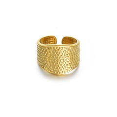 fashion stainless steel 14k gold retro stitching dot open index finger ring