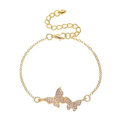 fashion diamond female simple full diamond double butterfly alloy bracelet