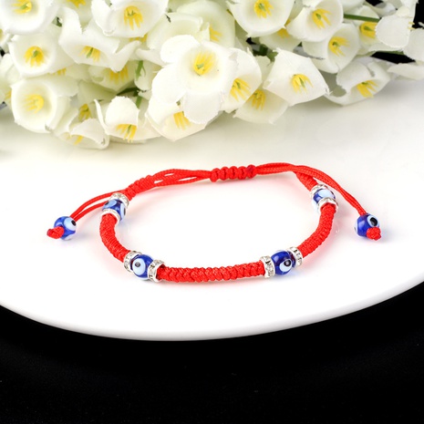 Fashion red rope female stalls weaving devil's eye couple bracelet's discount tags
