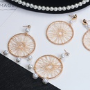 fashion mesh pearl retro braided metal large hoop earrings womenpicture7