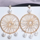 fashion mesh pearl retro braided metal large hoop earrings womenpicture8
