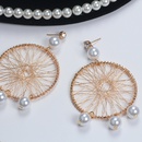fashion mesh pearl retro braided metal large hoop earrings womenpicture9