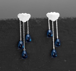 Fashion cloud shaped tassel raindrop alloy earrings