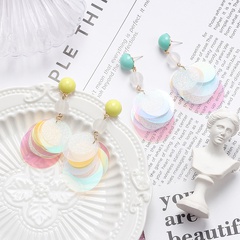 Fashion candy colorful sequins long tassel resin earrings