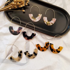 new fashion leopard print acrylic acetate plate U-shaped earrings women