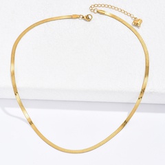 Simple Plain Chain Blade Chain Necklace in Titanium Steel Fashion Gold