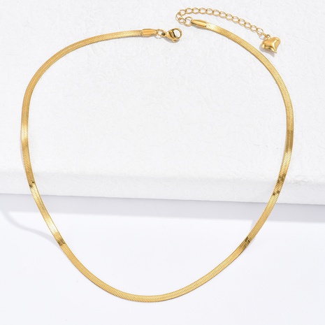 Einfache schlichte Kettenblatt-Halskette aus Titanstahl in modischem Gold's discount tags