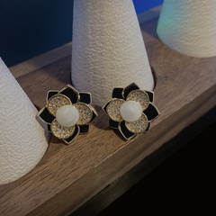fashion camellia pearl earrings simple pearl copper stud earrings