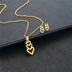 fashion cute heart-shaped pendant stainless steel necklace earring set
