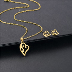 fashion hollow heart-shaped stainless steel necklace earrings set
