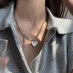 vintage tassel heart pendant hollow chain titanium steel necklace wholesale