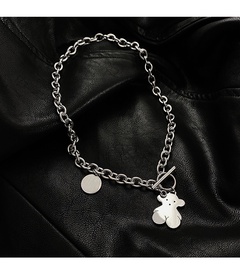 fashion bear round brand LOVE letter pendant titanium steel necklace wholesale