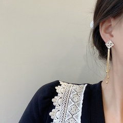 Fashion laser flower tassel new thin earrings female simple metal  versatile