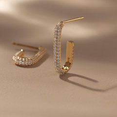 Boucles d'oreilles en cuivre zircon incrusté d'or 18 carats géométriques à la mode en gros