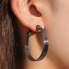 retro contrast color exaggerated fine C-shaped alloy earrings wholesale