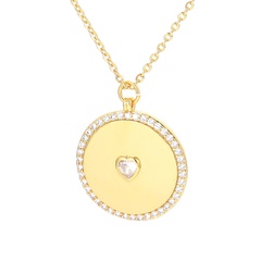 simple micro-encrusted zircon heart pendant copper necklace wholesale