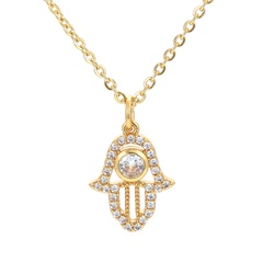 fashion micro-inlaid zircon palm pendant eye copper necklace wholesale