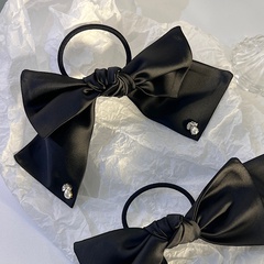 Retro Korean black bow headwear diamond pearl hair scrunchies