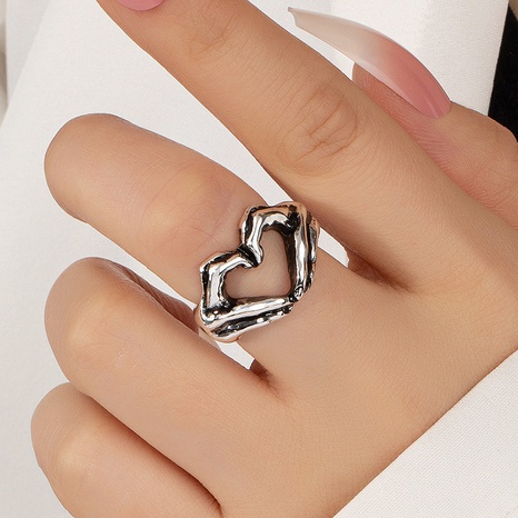 punk retro geometric heart gesture alloy ring wholesale  NHAI674310's discount tags