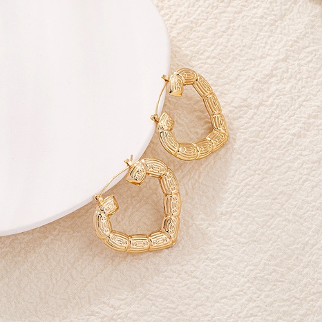 fashion bamboo geometric heart shaped hoop earrings wholesale NHAI674355's discount tags