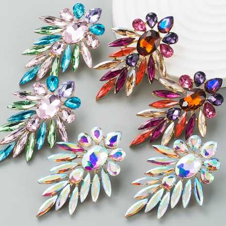 fashion shiny alloy colored diamond earrings female wholesale NHLN674371's discount tags