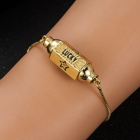fashion new copper-plated real gold lucky letter bracelet accessories NHLN674374's discount tags