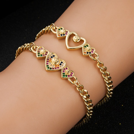 fashion copper-plated 18K gold heart shaped smiley face bracelet NHLN674377's discount tags
