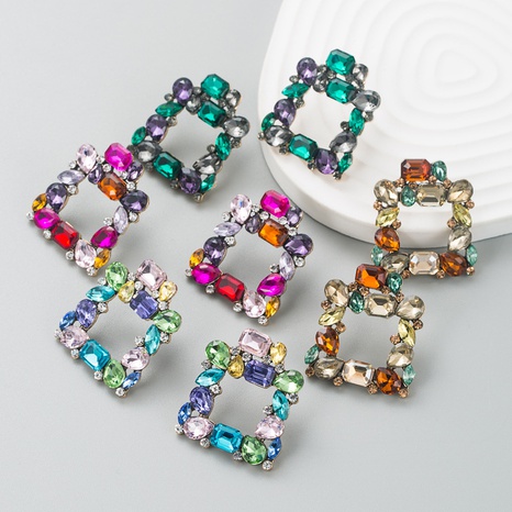fashion alloy diamond square hollow mini party stud's discount tags