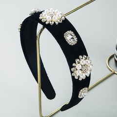 Baroque retro style flower pearl rhinestone headband