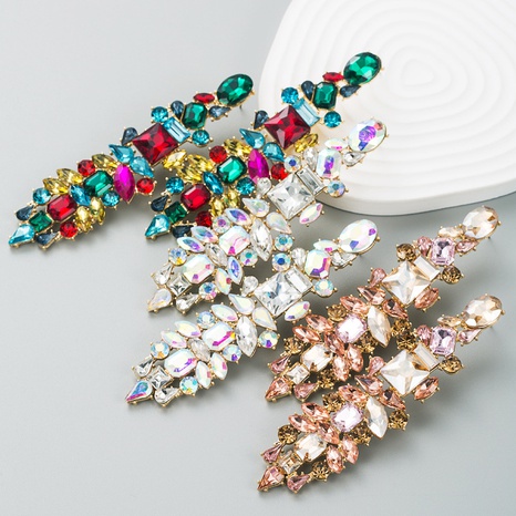 fashion alloy diamond full diamond long geometric earrings wholesale's discount tags