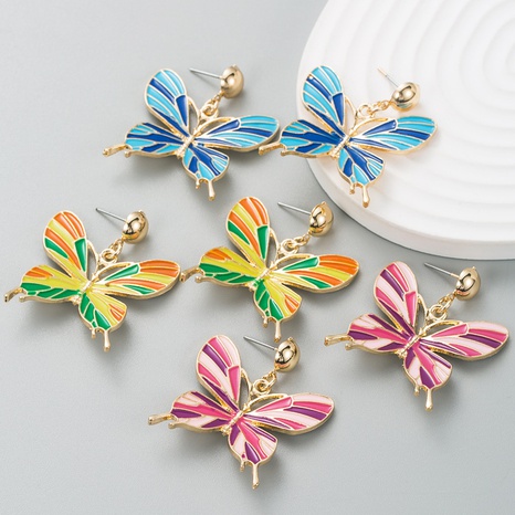 fashion alloy drip oil butterfly earrings wholesale NHLN674386's discount tags