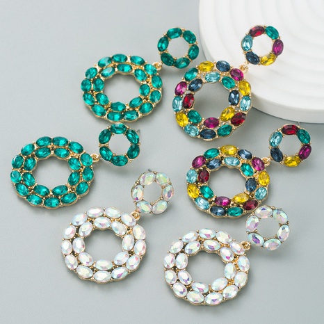 fashion big brand round alloy diamond women's simple fashion earrings NHLN674389's discount tags