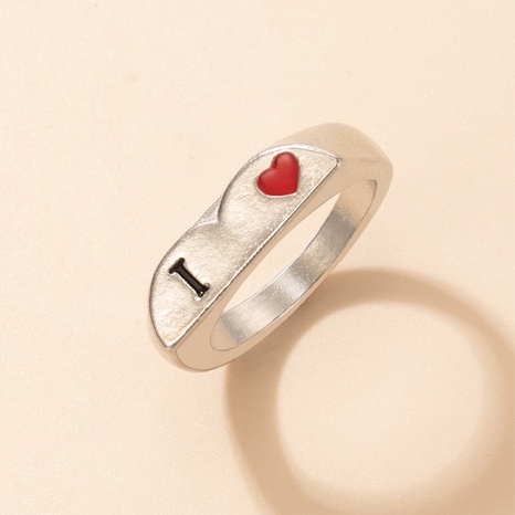 simple red dripping oil geometric peach heart single ring NHGY674393's discount tags